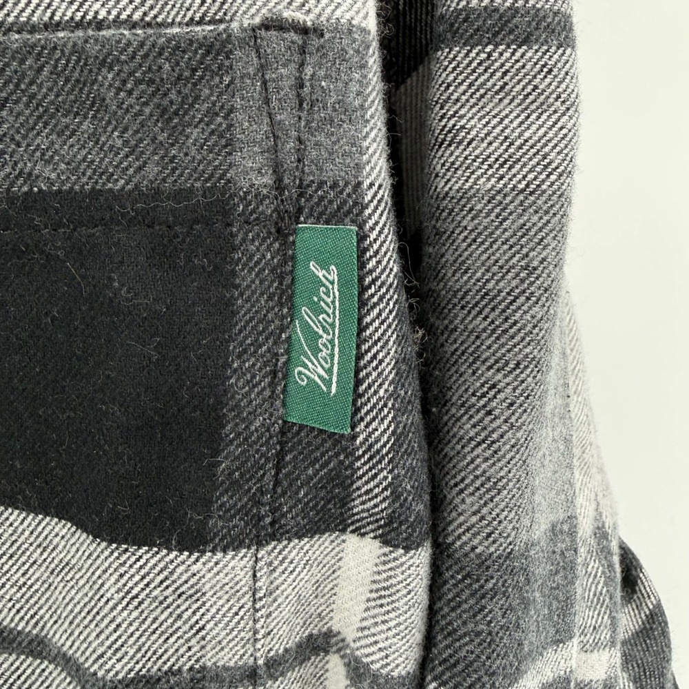 Woolrich Mens Granite Plaid Flannel Button Down Shirt Grey Black White Large NEW - Picture 7 of 11